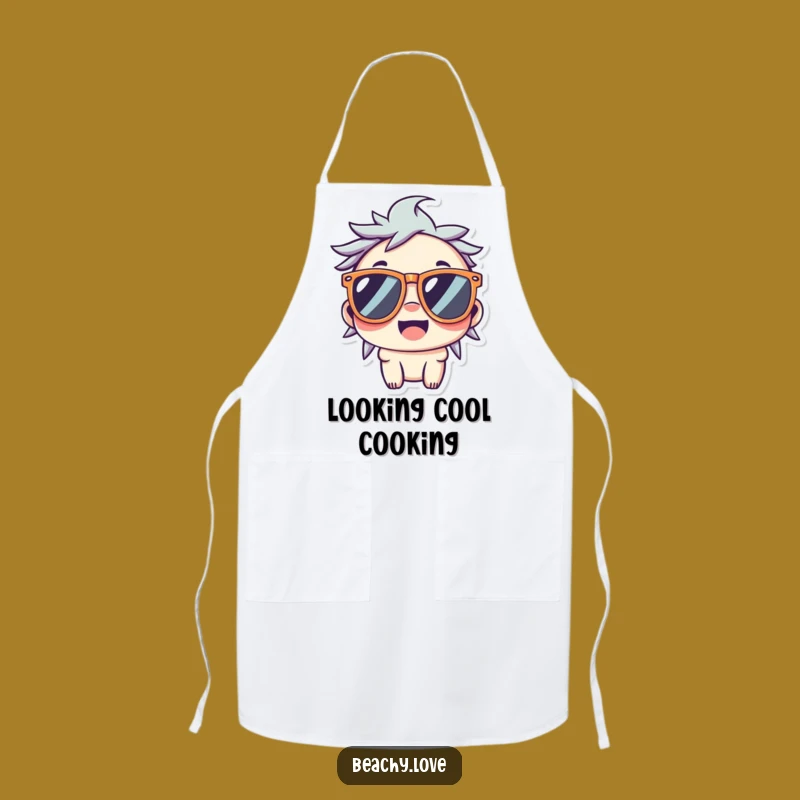 Funny Kawaii Cool Dude Apron: Smiling Character for Kitchen Fun Gift