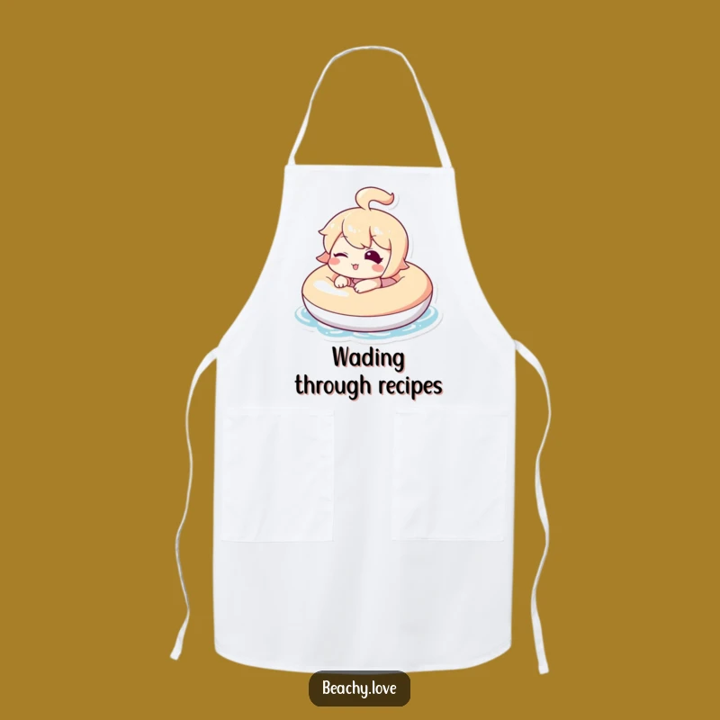 Funny Kawaii Winking Floaty Apron - Pool Party Chef Essential