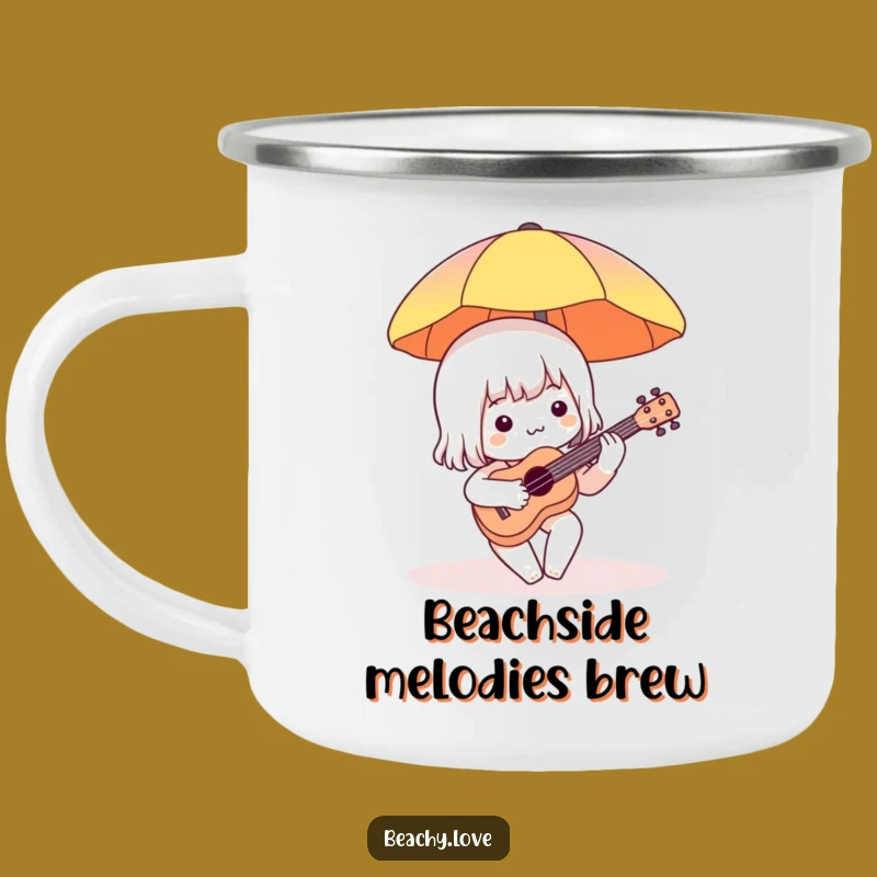 Funny Beach Ukulele Camping Mug - Charming Character Outdoor Gift