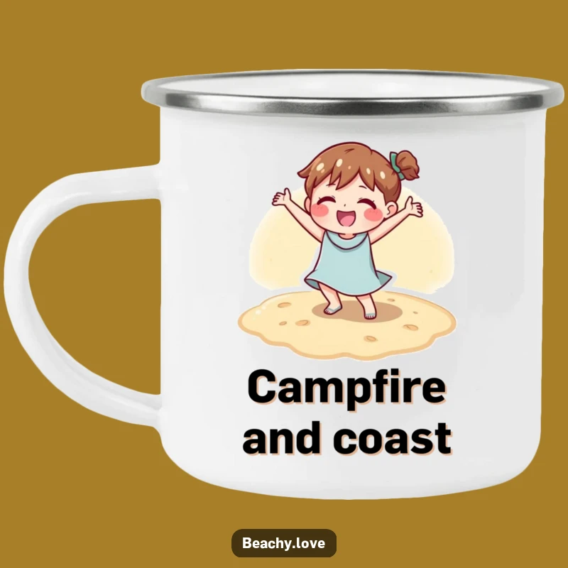 Funny Happy Sand Dancer Camping Mug - Beach Adventures & Joy