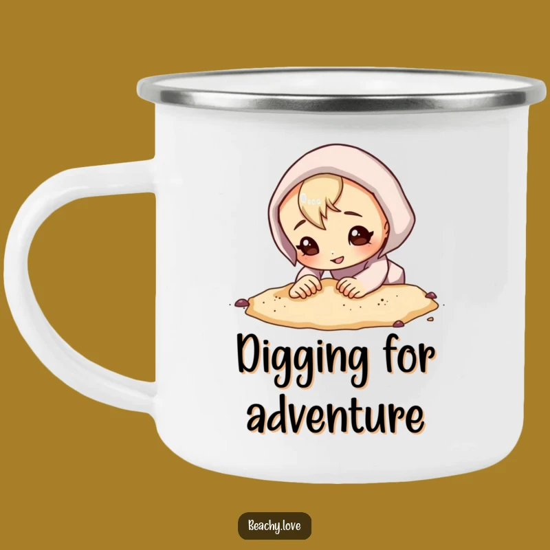 Funny Digging Explorer Camping Mug - Curious Character Outdoor Gift