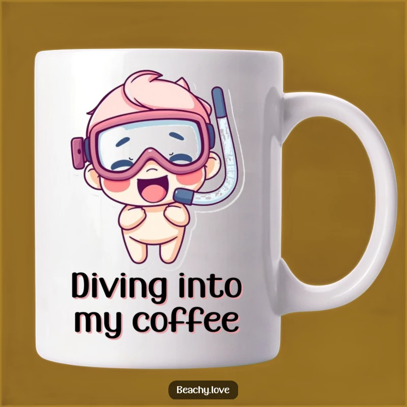 Funny Goggles Snorkel Mug: Giggling Character Underwater Humor Gift