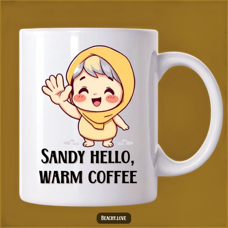 Funny Sandy Wave Mug: A Hilarious Greeting from the Beach