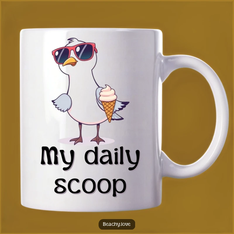 Funny Seagull Ice Cream Mug - Sunglasses Bandit, Hilarious Beach Lover Gift