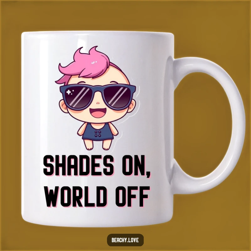 Funny Sunglasses Mug: Happy Character's Cool Vibes Gift
