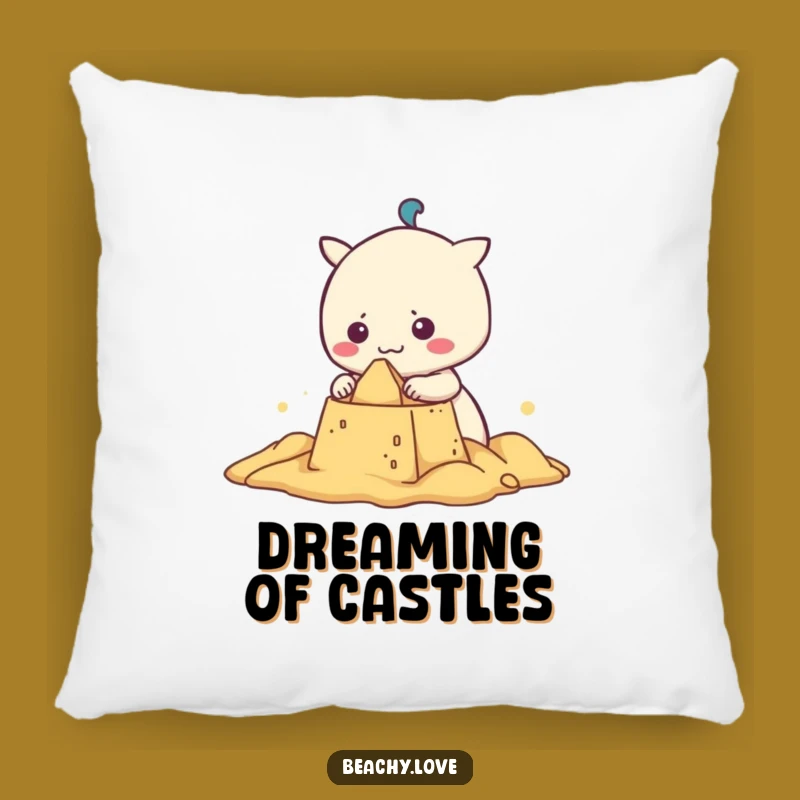Cozy Funny Kawaii Sandcastle Pillow - Adorable Humor for Your Couch!