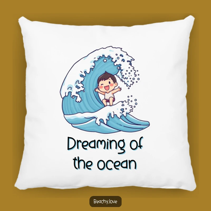 Funny Joyful Wave Rider Pillow - Cozy Smiling Character Surfing Cushion