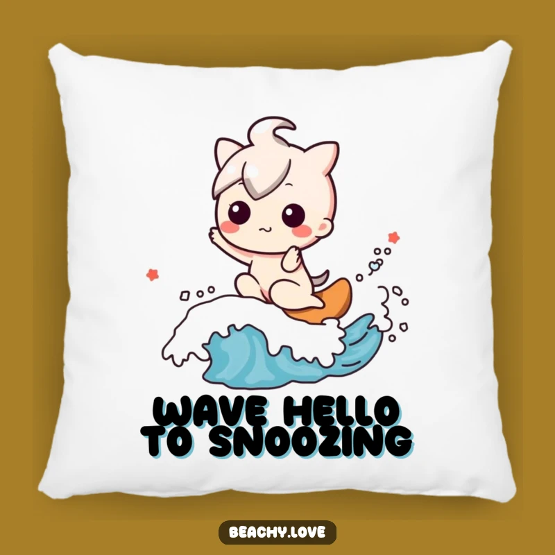 Funny Kawaii Surfer Pillow: Cozy Happy Wave Rider Character for a Soft Gift