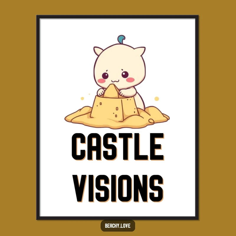 Funny Kawaii Sandcastle Digital Print - Instant Hilarious Beach Decor!