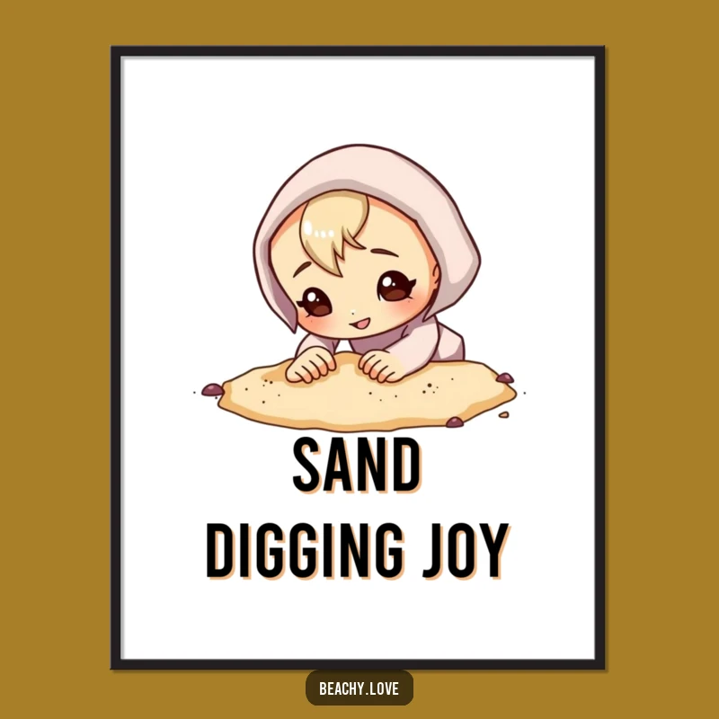 Funny Digging Character Digital Art - Curious Explorer Decor Print