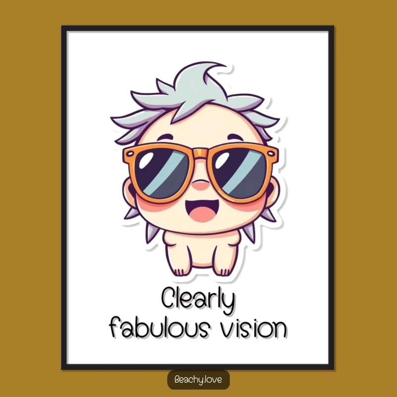 Funny Kawaii Cool Dude Art Print: Smiling Character for Wall Decor Gift