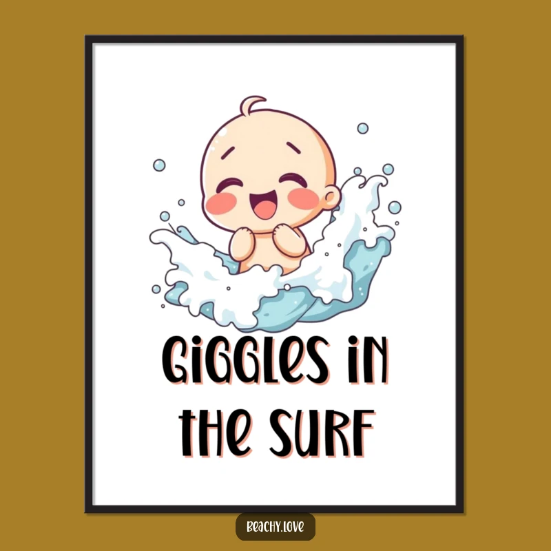 Funny Kawaii Giggling Waves Digital Art - Joyful Wall Decor