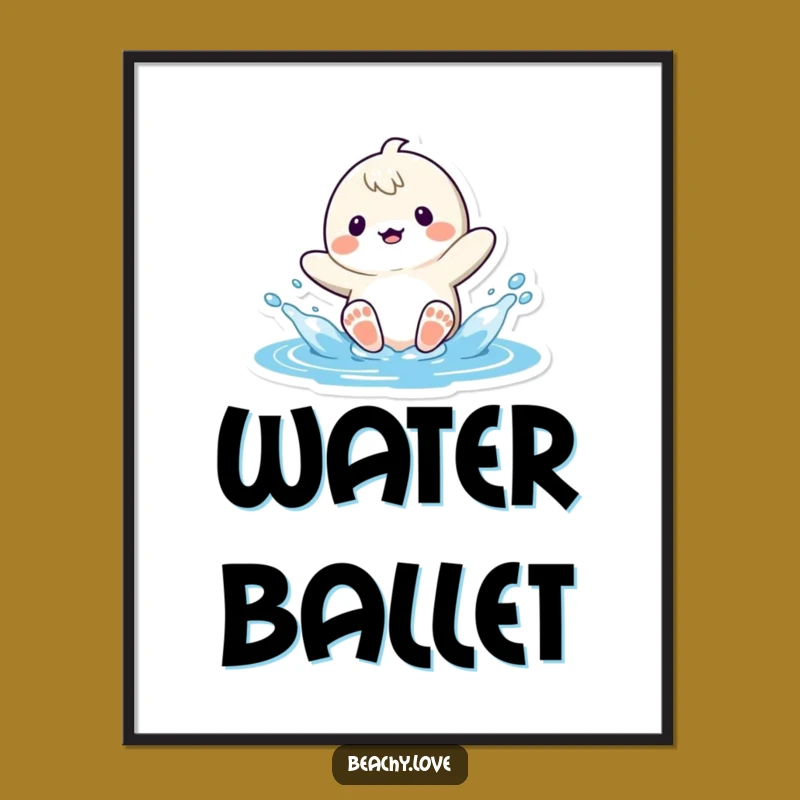 Funny Kawaii Splash Digital Print - Instant Hilarious Beach Decor!