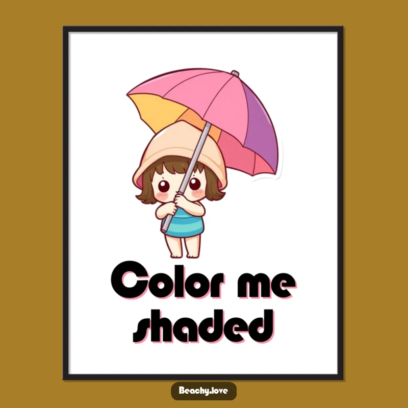 Funny Kawaii Umbrella Digital Print - Instant Hilarious Beach Decor!