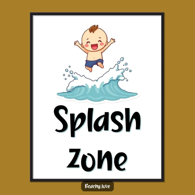 Funny Splash Digital Art: Cheerful Figure's Joyful Wave Jump