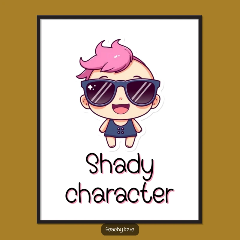 Funny Sunglasses Digital Art: Happy Character's Cool Portrait