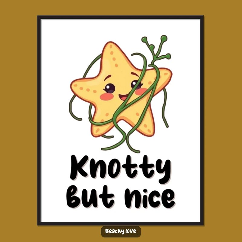 Funny Starfish Seaweed Digital Art: Hilarious Printable Ocean Decor Gift