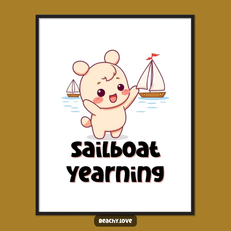 Funny Kawaii Sailboat Digital Print - Instant Hilarious Adventure Art!