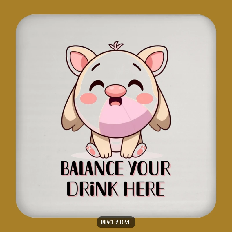 Funny Kawaii Beach Ball Nose Coaster: Surprised Character for Table Fun