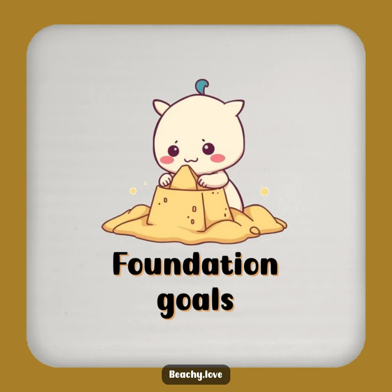 Funny Kawaii Sandcastle Coasters - Protect Tables with Beachy Humor!