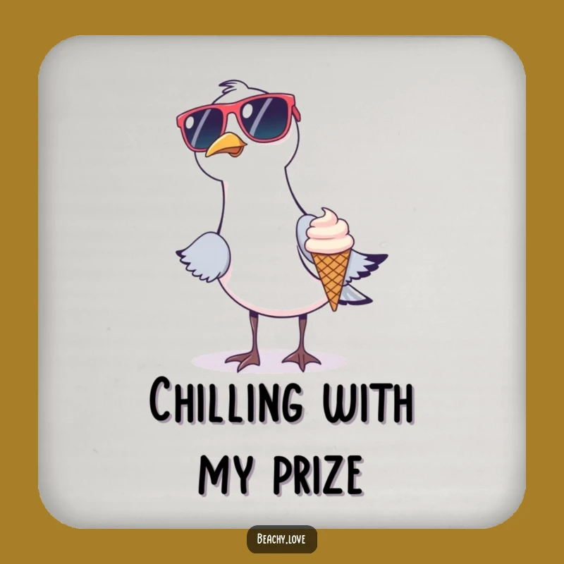 Funny Seagull Coaster - Ice Cream Thief, Beach Decor Protection
