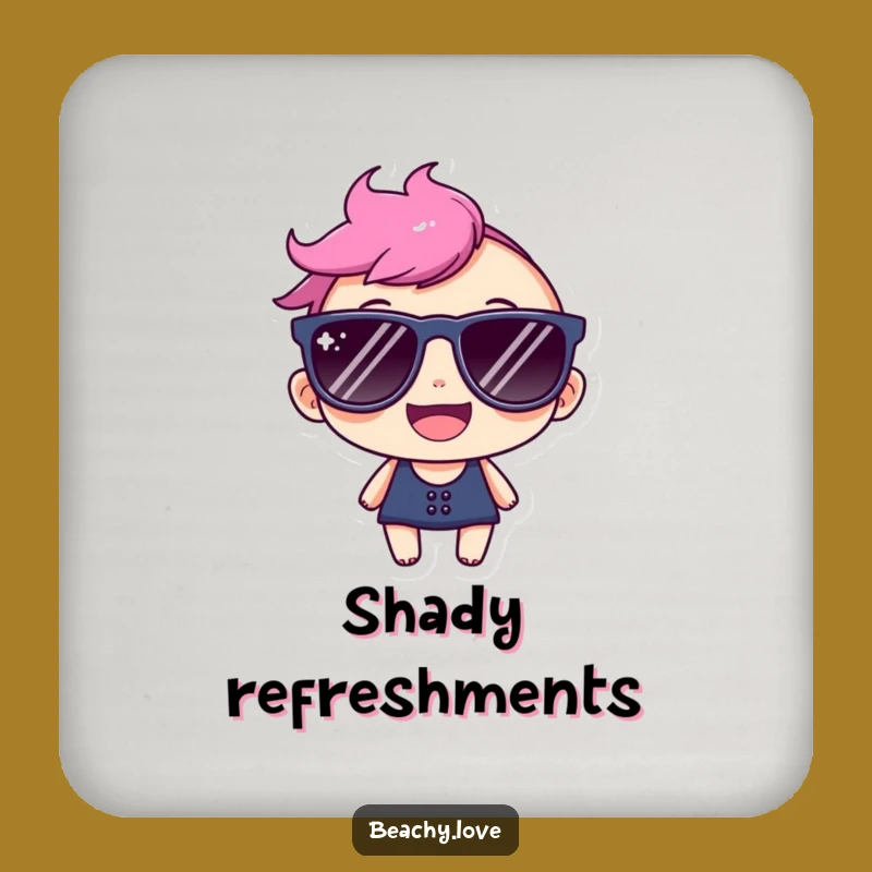 Funny Sunglasses Coaster: Happy Character's Cool Drink Base