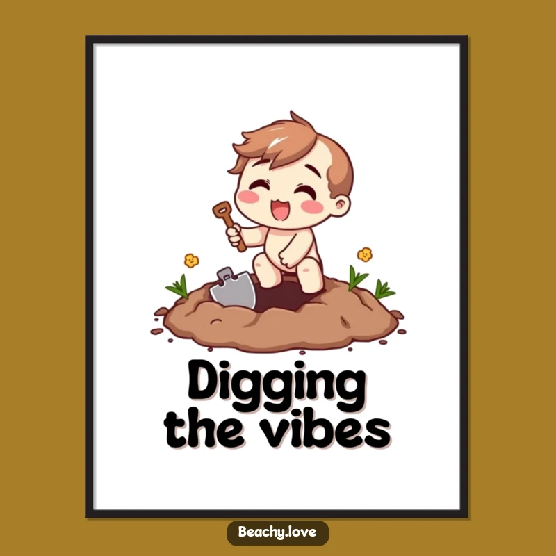 Funny Digging Excitement Poster - Wall Art for Enthusiastic Diggers