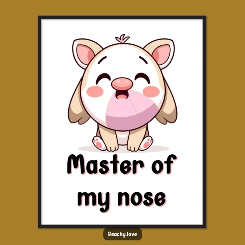 Funny Kawaii Beach Ball Nose Poster: Surprised Character Art for a Cheerful Gift