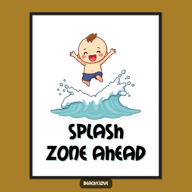 Funny Splash Poster: Cheerful Figure's Epic Wave Jump Art