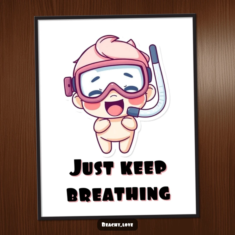 Funny poster of a giggling character wearing oversized goggles and a snorkel, ready for an underwater escapade.