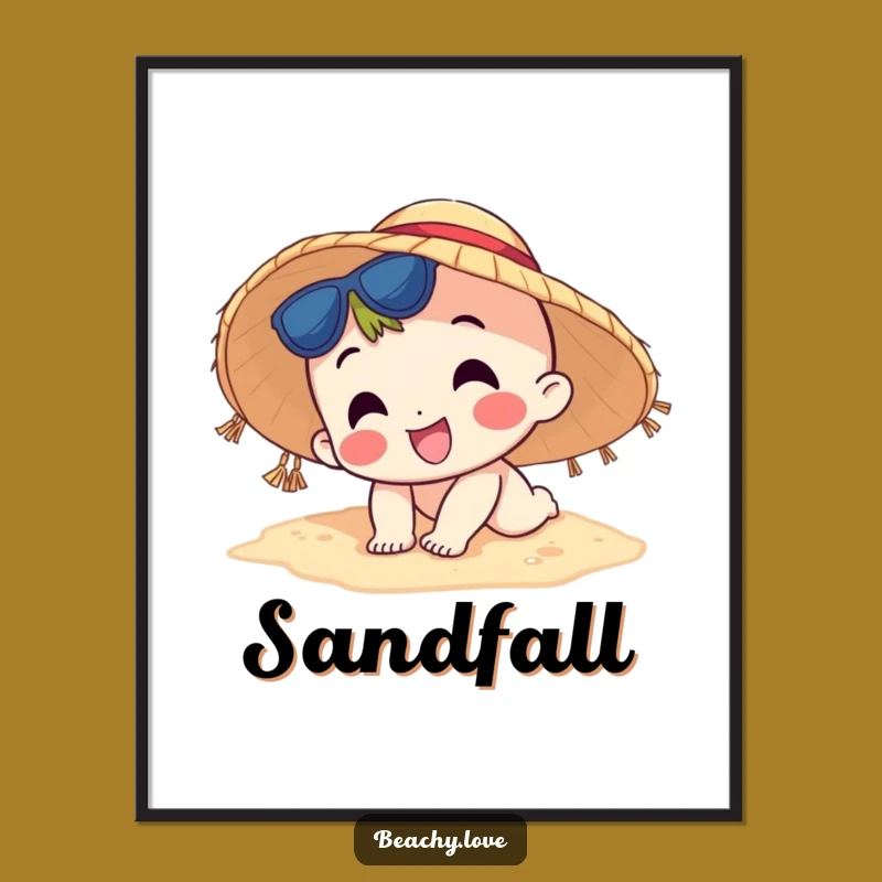 Funny Tripping Character Poster - Hilarious Beach Gag Wall Art