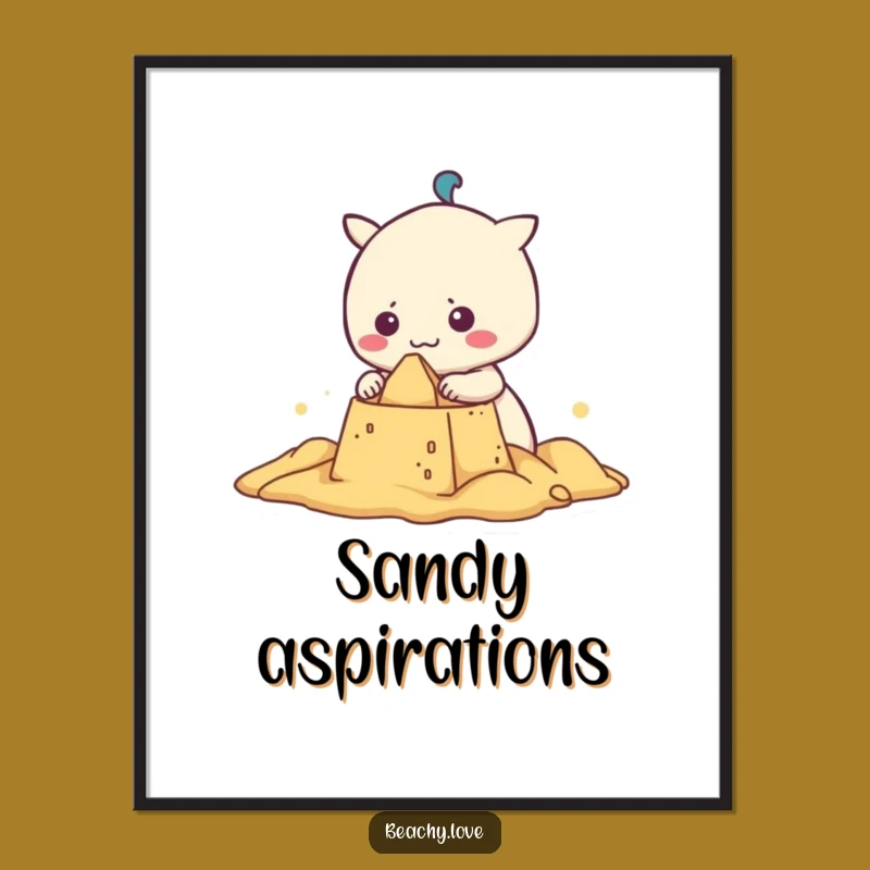 Funny Kawaii Sandcastle Poster - Hilarious Beach Art for Your Walls!