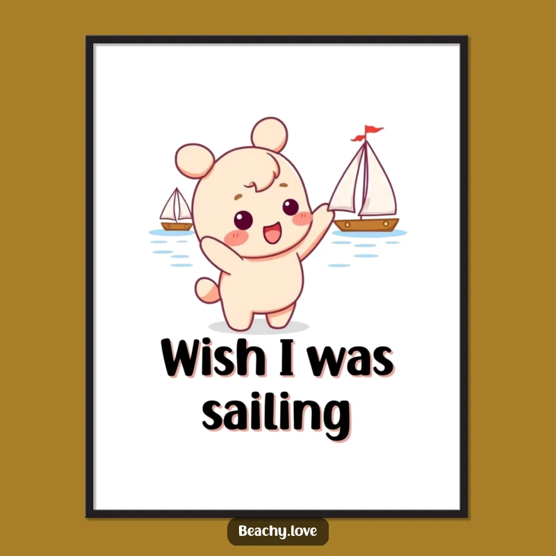Funny Kawaii Sailboat Poster - Hilarious Art for Dreamers' Walls!