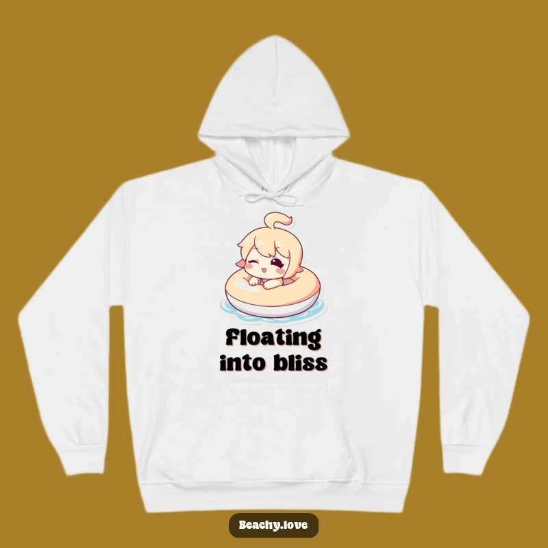 Funny Kawaii Winking Floaty Hoodie - Cozy Poolside Relaxation Essential