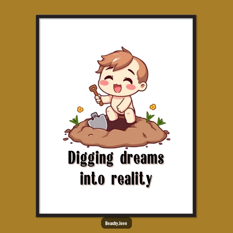Funny Free Printable Wall Art: Digging Character, Quirky Downloadable Decor