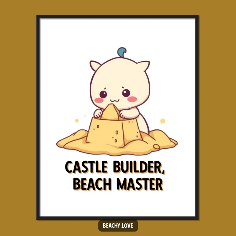 Free Printable Wall Art: Funny Kawaii Sandcastle Builder Determined Grin Downloadable