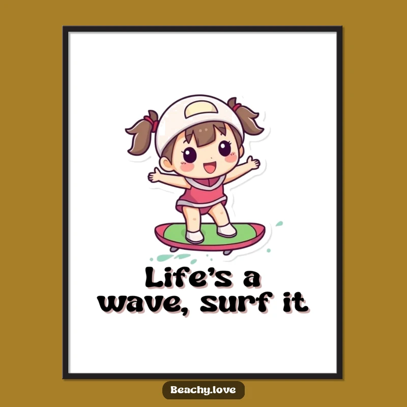 Free Printable Wall Art: Surfing Figure Fun, Colorful Vibes, Downloadable Ocean Decor