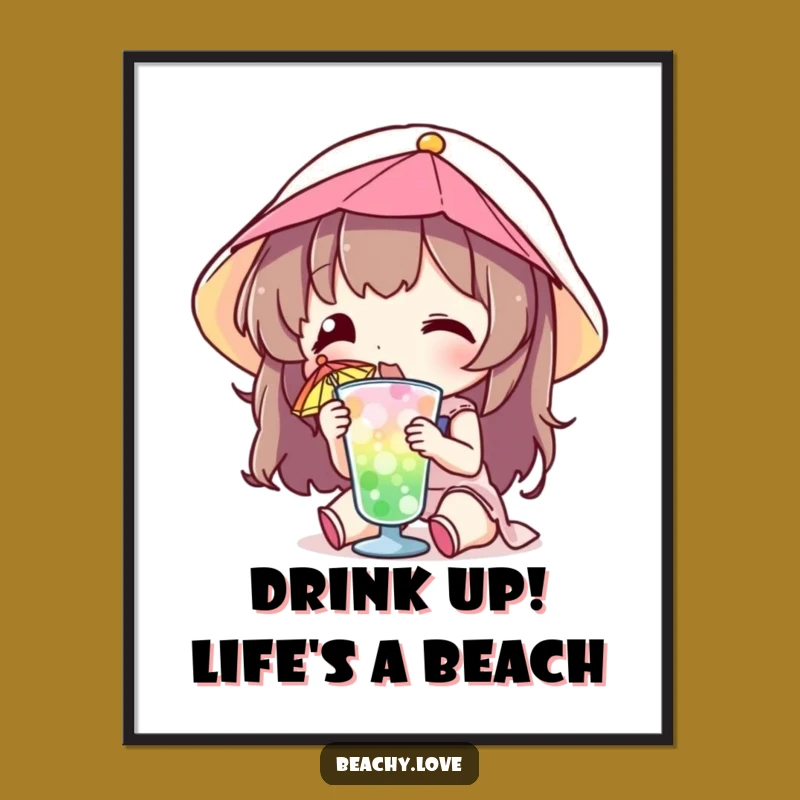 Funny Free Printable Wall Art: Sipping Character Drink Downloadable Decor