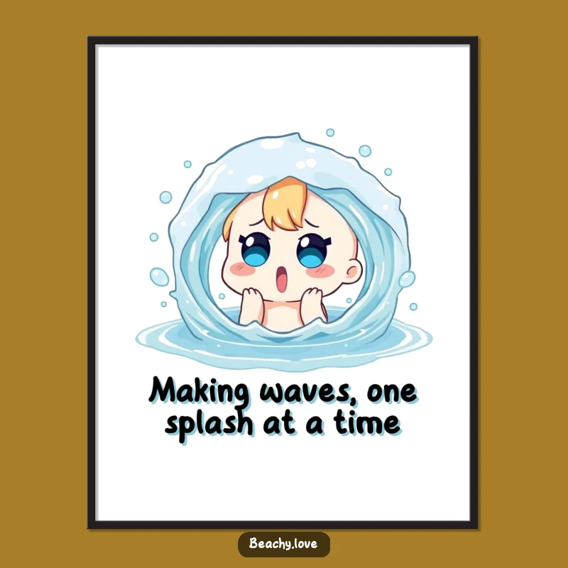 Funny Free Printable Wall Art: Surprised Character Water Splash Downloadable Gift