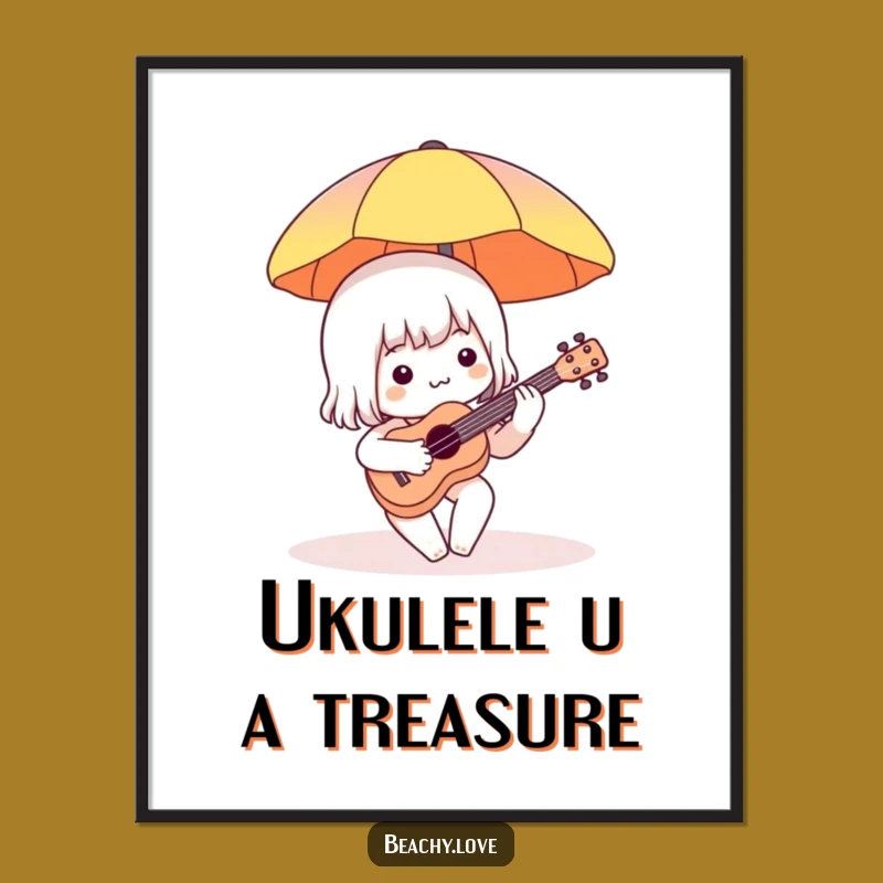 Funny Free Printable Wall Art: Ukulele Beach Scene, Hilarious Downloadable Decor!