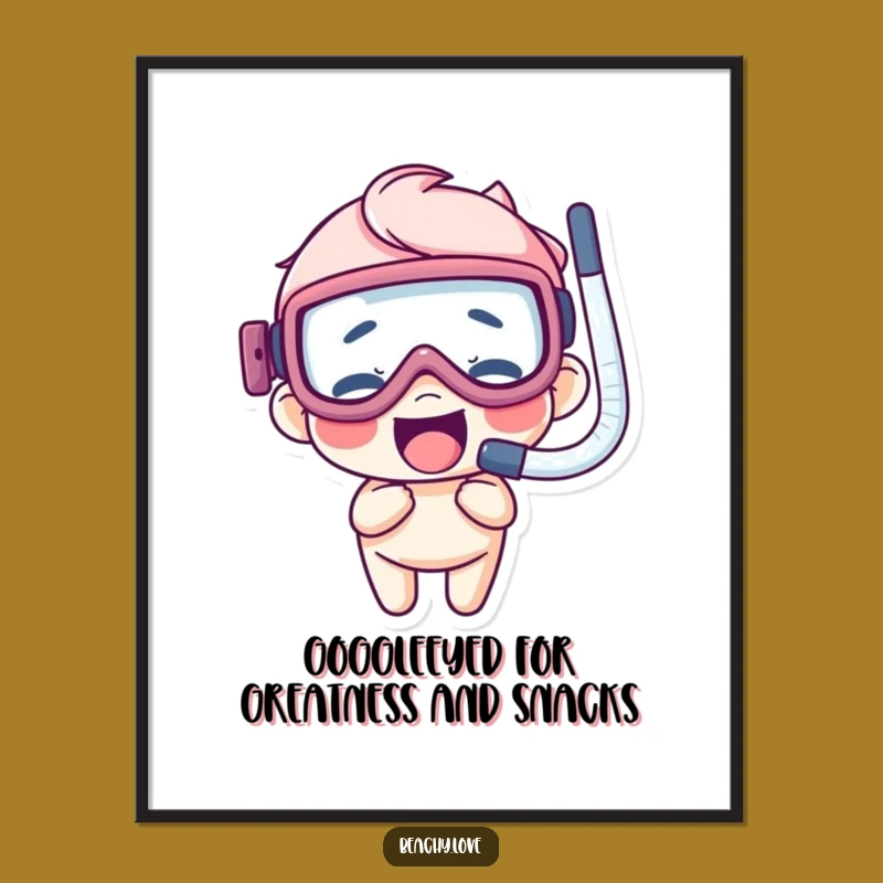 Free Printable Wall Art: Giggling Snorkeler Humorous Downloadable Art Gift