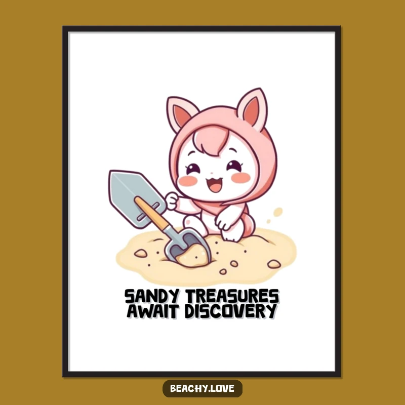 Free Printable Kawaii Sand Digging Art: Funny Downloadable Wall Decor