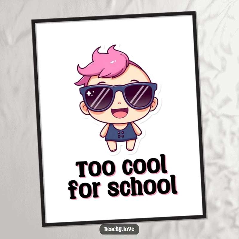 Funny Free Printable Wall Art: A joyful character sporting oversized sunglasses, exuding happiness and cool optimism.