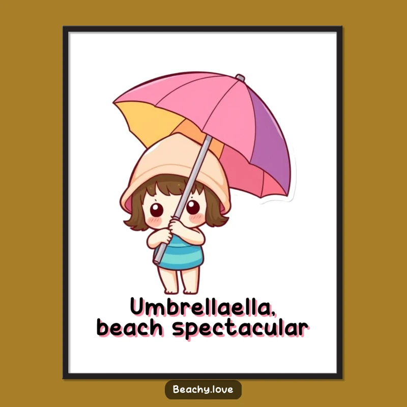 Free Printable Wall Art: Funny Kawaii Beach Umbrella Relaxation Downloadable