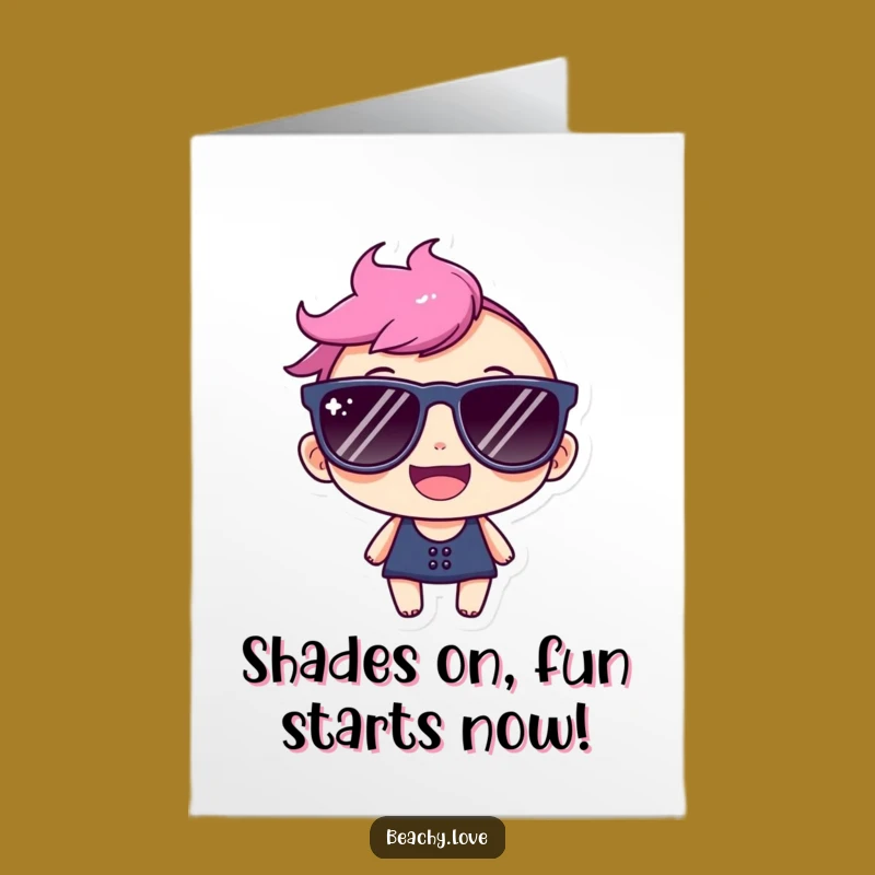Free Printable Birthday Card: Cool Shades Character, Funny Sunny Vibes, Downloadable Joke Gift