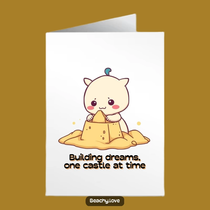Free Printable Birthday Card: Funny Kawaii Sandcastle Builder Downloadable Gift