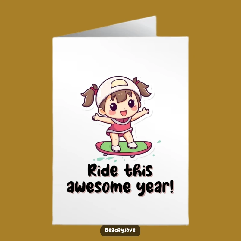 Free Printable Birthday Card: Surfing Figure Fun, Joyful Ride, Hilarious Downloadable Gift