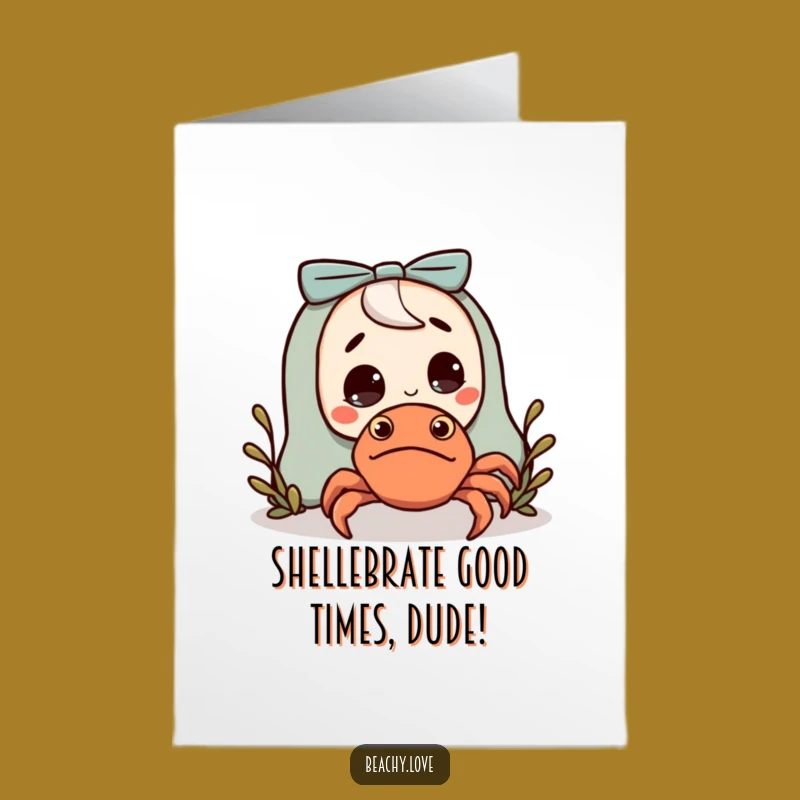 Free Printable Birthday Card: Surprised Character & Hermit Crab Funny Downloadable Gift