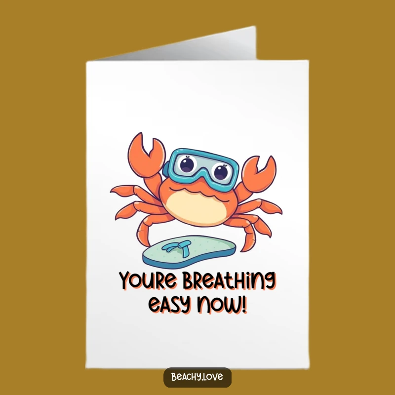 Free Printable Congrats Card: Crab Sunbather - Funny Downloadable Gift!
