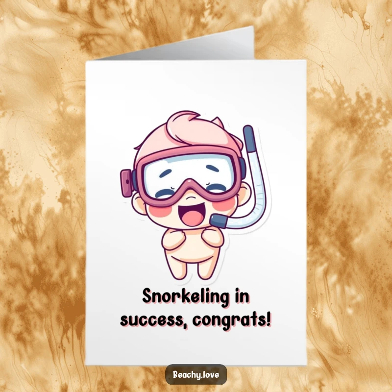 Funny Free Printable Congratulations Card: A giggling character sports oversized goggles and a snorkel, celebrating.